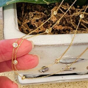 “Diamond” Station 14k Gold Bonded Necklaces